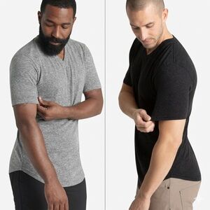 GOODLIFE Set of 2 Black and Gray V-Neck Tri-Blend Cotton Tees (Made In The USA)